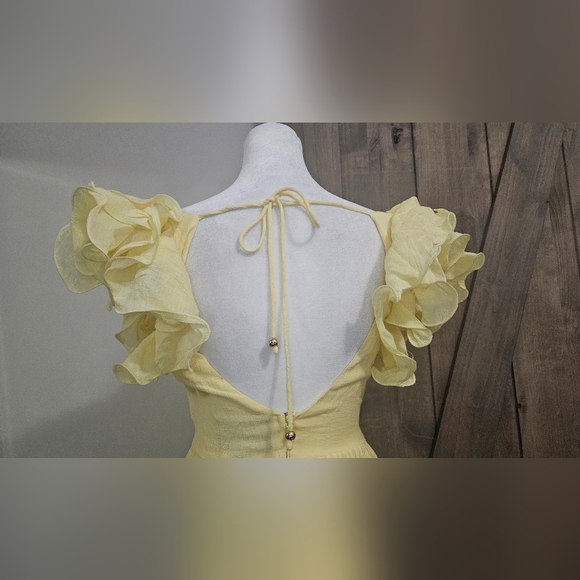 ANGEL BIBA Sunday Dreams Ruffle Strap Mini Dress Butter Yellow. Size XS NWT - Picture 10 of 16